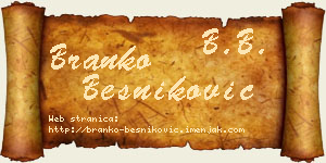 Branko Besniković vizit kartica